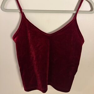 Small burgundy red velvet camisole top